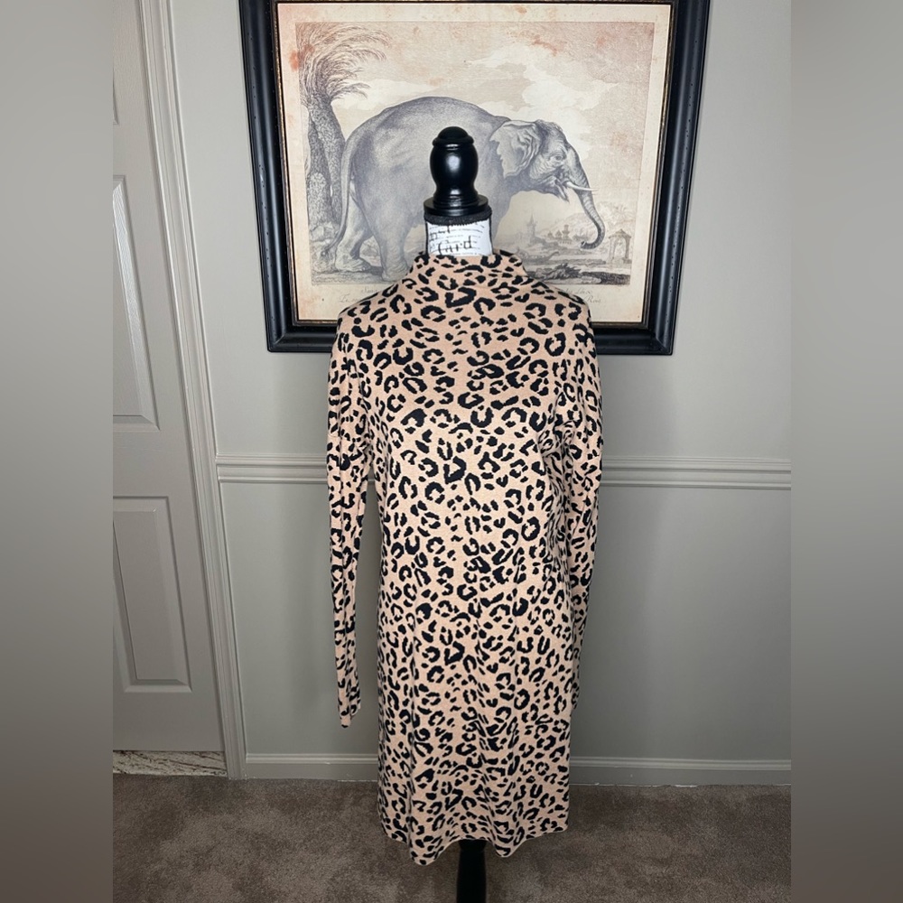Nicole Miller Mock Neck Leopard Dress